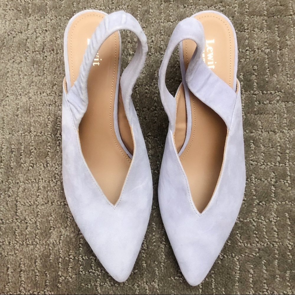 LEWIT Leather Marta Slingback Pump in Lilac Suede